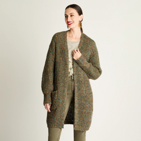 TAPADO MELANGE VERDE CON BOLSILLOA